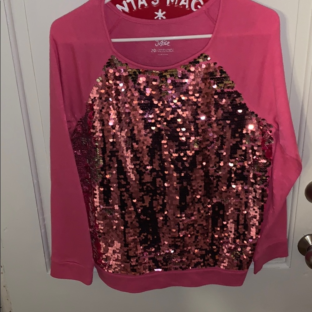 Justice Bling Pink to silver Sweater size 20